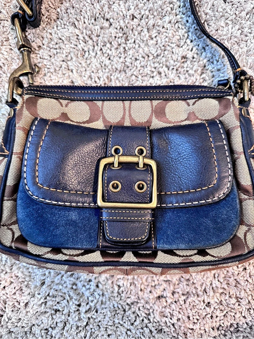 Rare Vintage Coach 7061 Blue Soho Demi Baguette Shoulder Bag - Picture 2 of 14